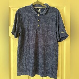Puma Navy Polo Shirt with Yellow Accents